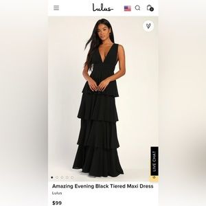 Evening black tiered maxi dress